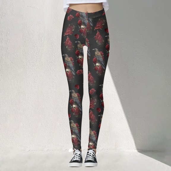 High Waist 3D Print Yoga Pants With Pockets Control Workout Running Yoga Leggings For Women Black M