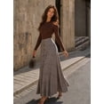 thumbnail image 1 of High Waist A-Line Plaid Skirt for Women Button Front Flared Midi Long Office Workwear Elegant, 1 of 7