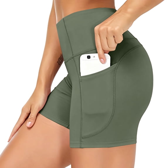 High Waist Biker Shorts for Women 6"/ 8"/10" Tummy Control, Yoga Workout Running Gym Shorts with Pockets for Summer