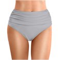 thumbnail image 1 of High Waist Bikini Bottoms for Women Ruched Tummy Control Swim Briefs High Cut Full Coverage Dark Blue Swimsuit Bottom, 1 of 5