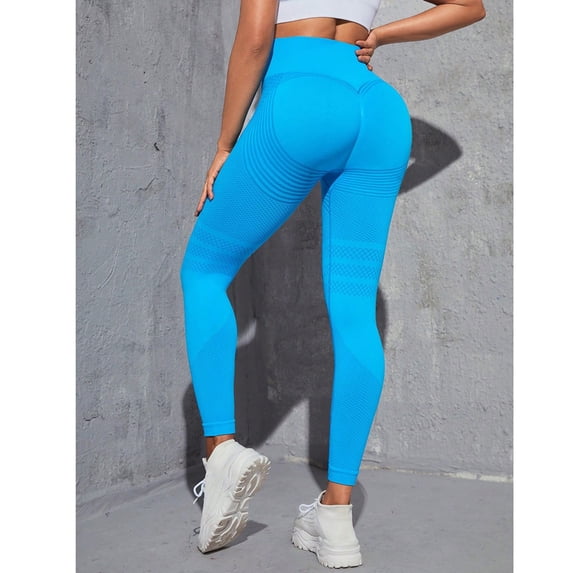 High Waist Butt Lift Seamless Yoga Leggings for Women Striped Textured Stretch Tummy Control Gym Workout Pants