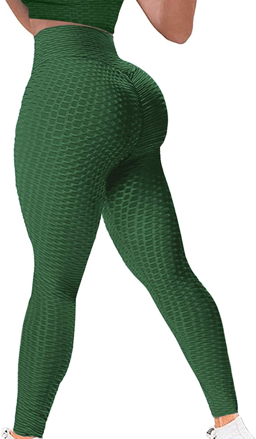 Hfyihgf Women's Ruched Butt Enhancing Leggings Pants High Elastic Waist  Push Up Yoga Skinny Hey Nuts Leggings Pants Solid Color Sports Fitness Pants  Green S 