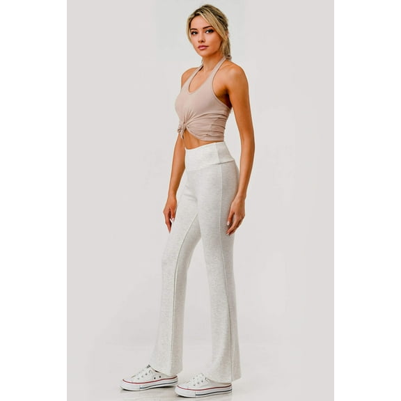 High Waist Buttery Soft Flare Pants - Heather Bone