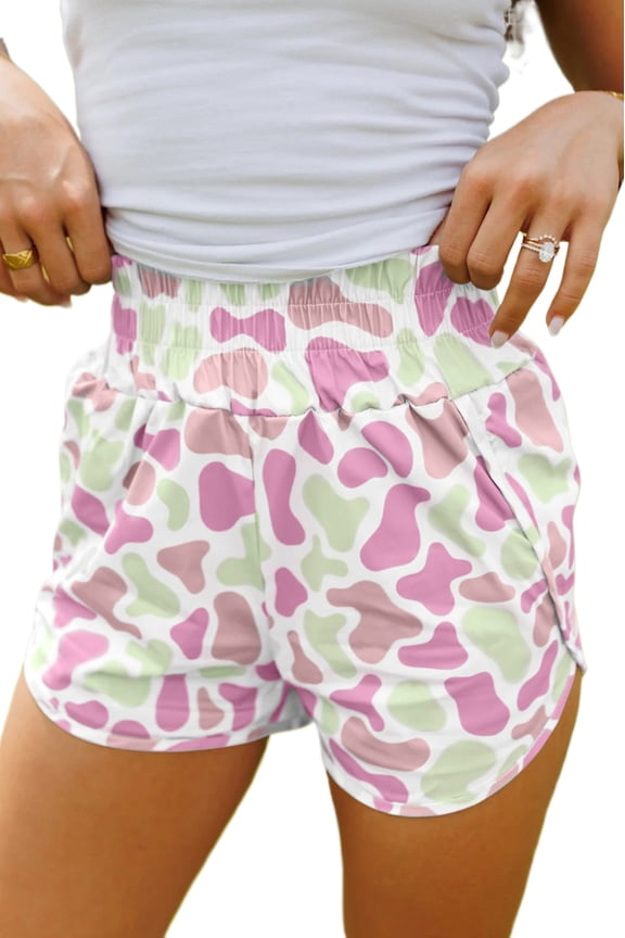 High Waist Camo Shorts for Women – Casual Shift Silhouette Summer Athleisure Wear, L