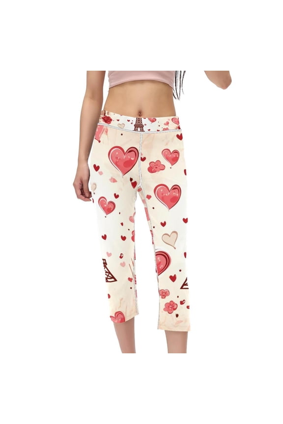 High Waist Capris Compression Leggings for Women, Not See-Through Printed Gym Yoga Fitness Pants