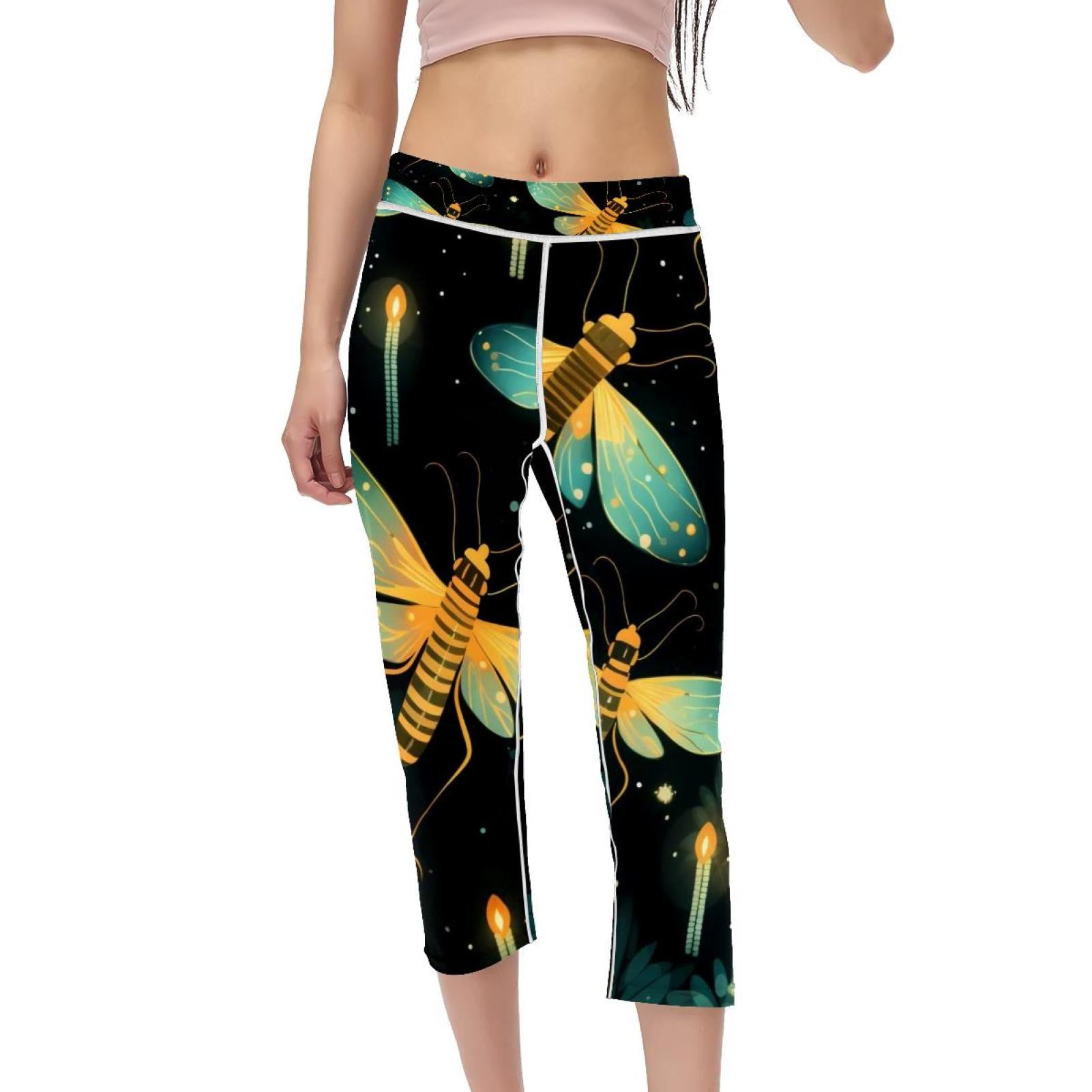 High Waist Capris Compression Leggings for Women, Not SeeThrough