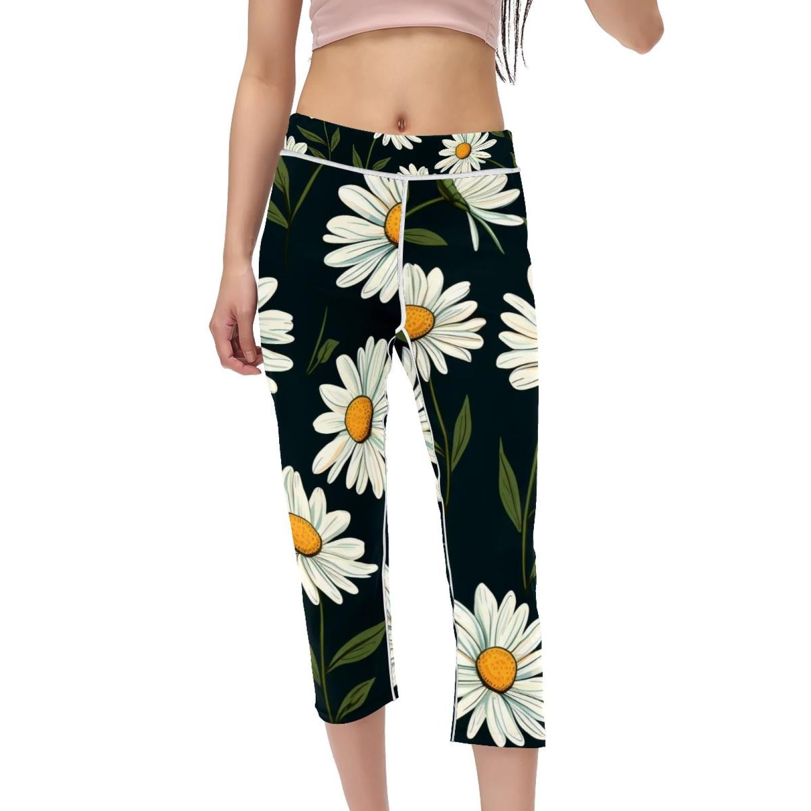 High Waist Capris Gym Leggings Women Pants Printed Not SeeThrough for