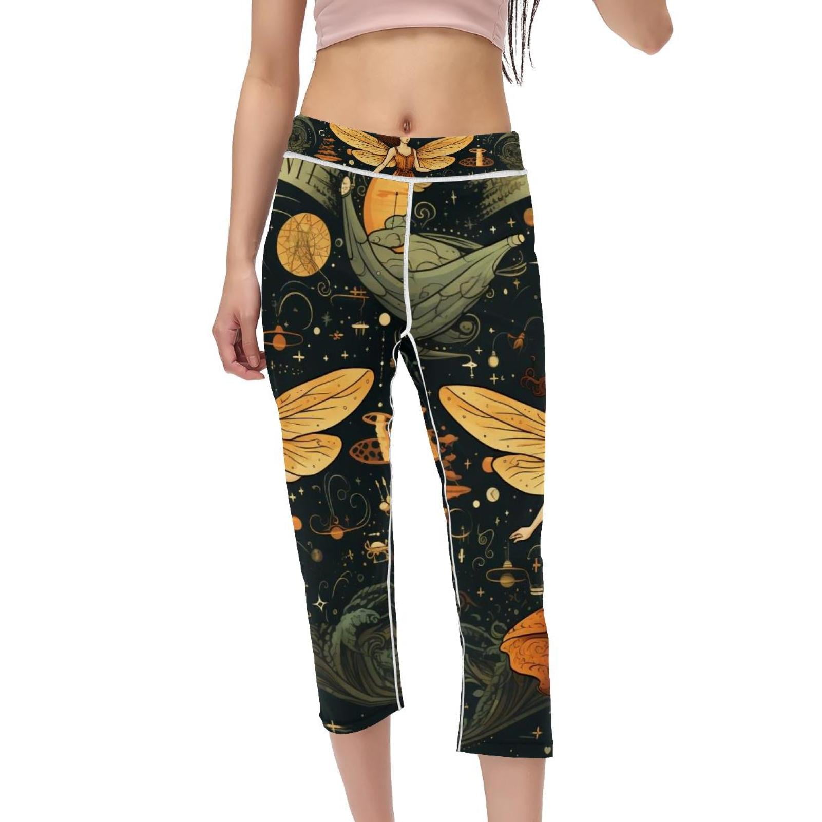 High Waist Capris Gym Pants Not SeeThrough Printed Leggings for