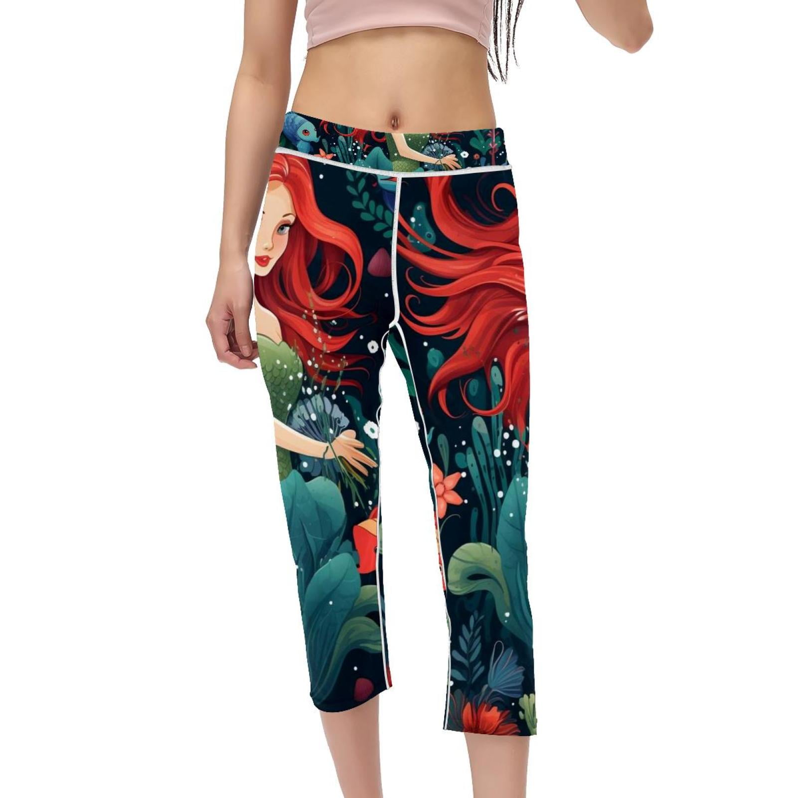 High Waist Capris Gym Pants Women's Leggings Not SeeThrough Printed