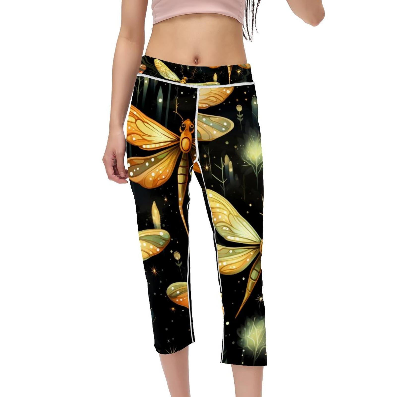High Waist Capris Not SeeThrough Printed Leggings for Women for