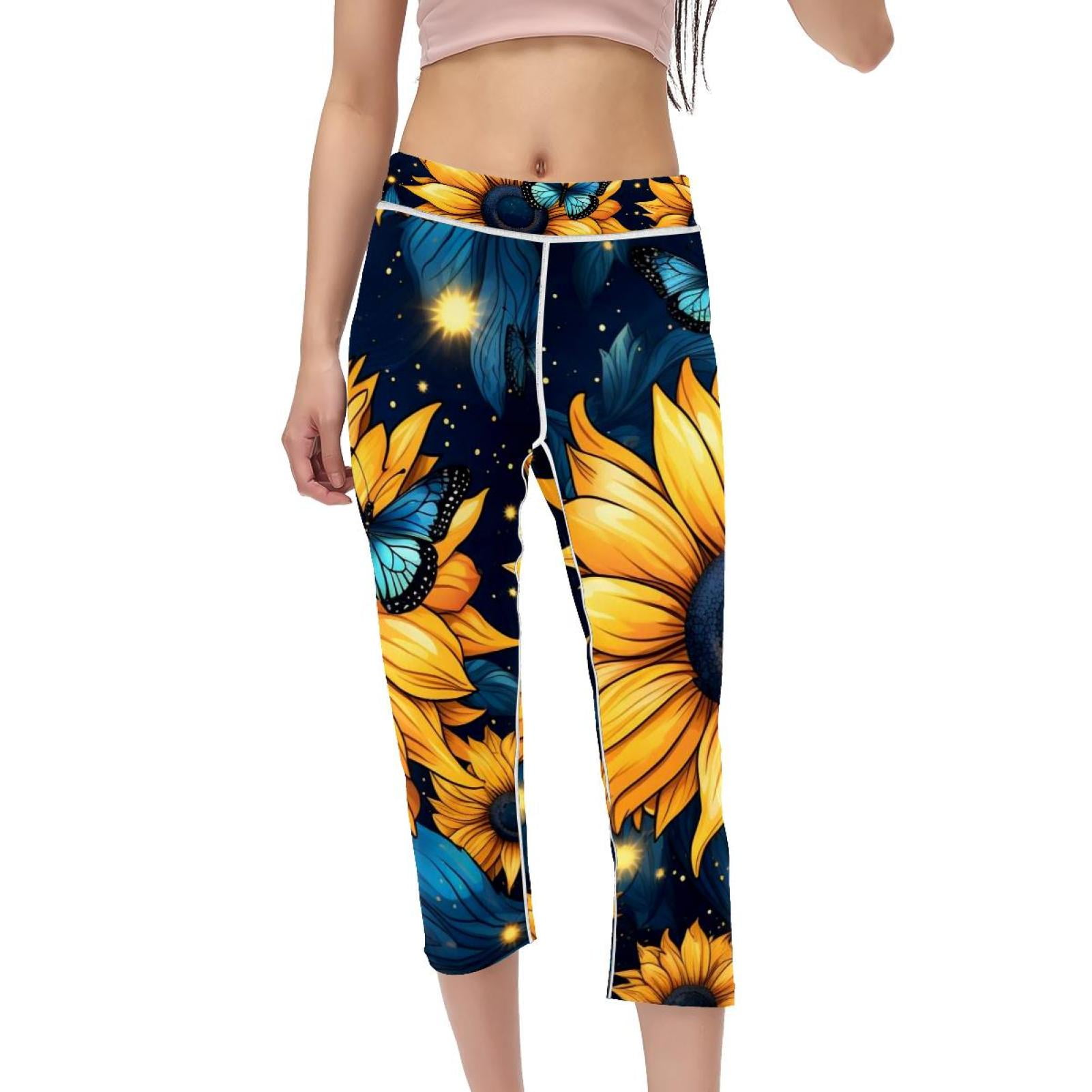 High Waist Capris Not SeeThrough Printed Leggings for Women Suitable for Running, Fitness
