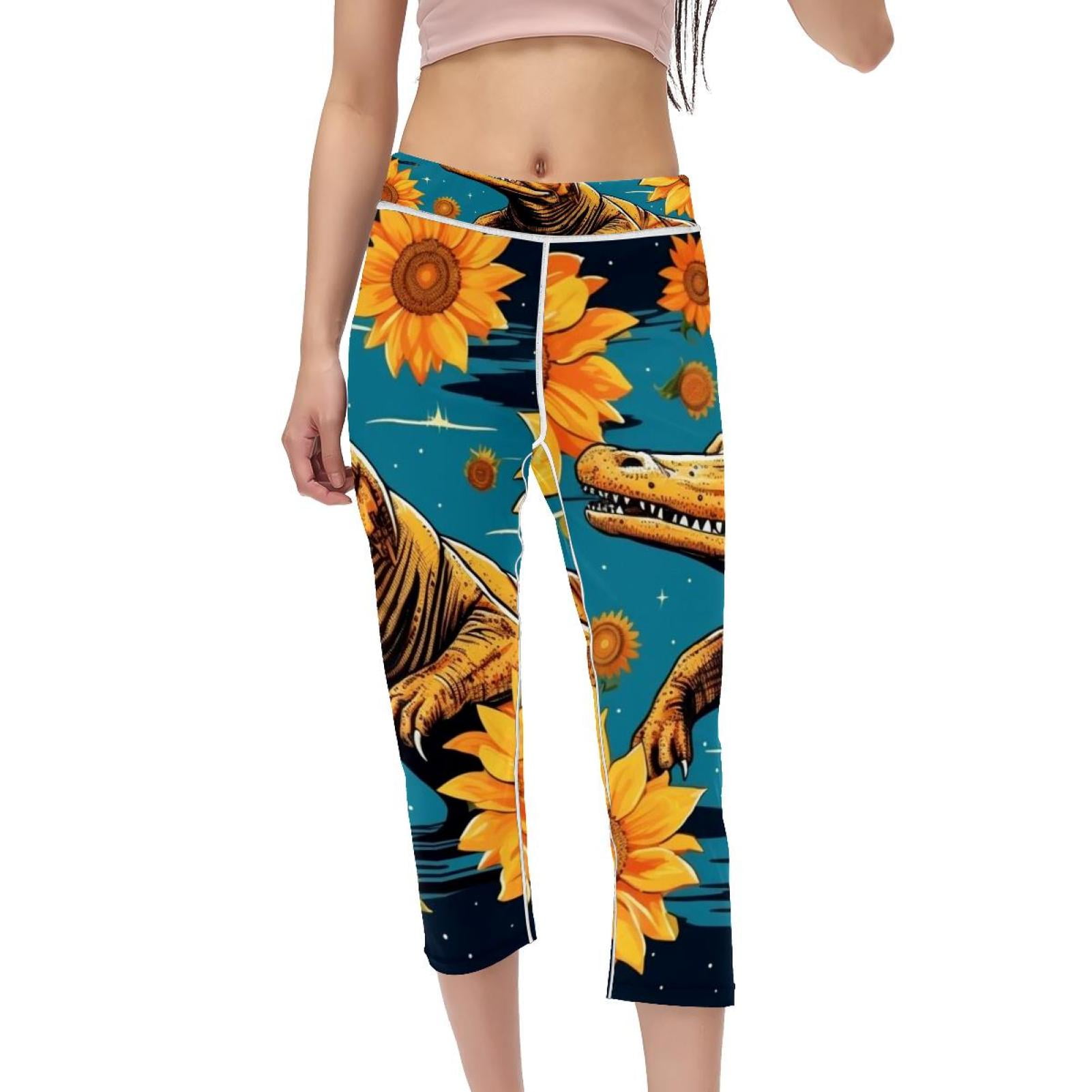 High Waist Capris Not SeeThrough Printed Yoga Pants Women Gym Leggings