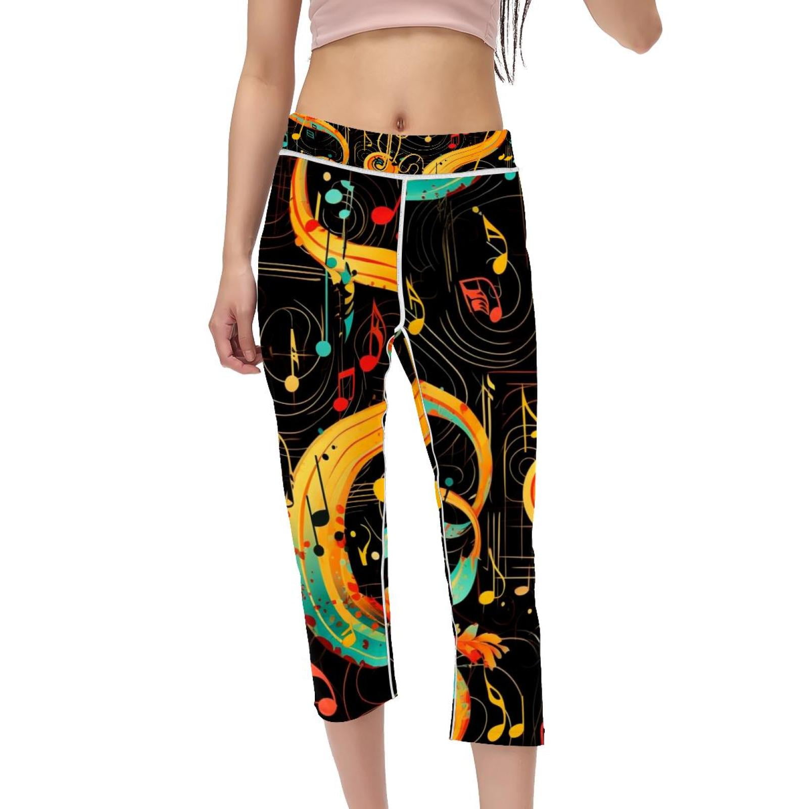 High Waist Capris Not SeeThrough Printed Yoga Pants Women Gym Leggings