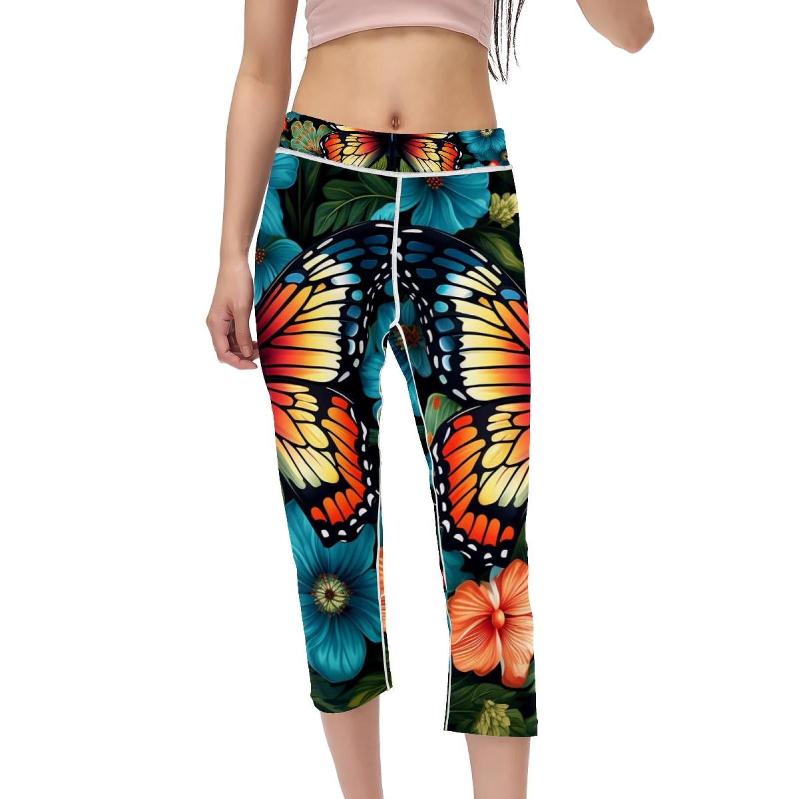 Printed Yoga Pants For Women 2026.High Waist Capris Not See-Through Printed Yoga Pants Women Gym Leggings ...
