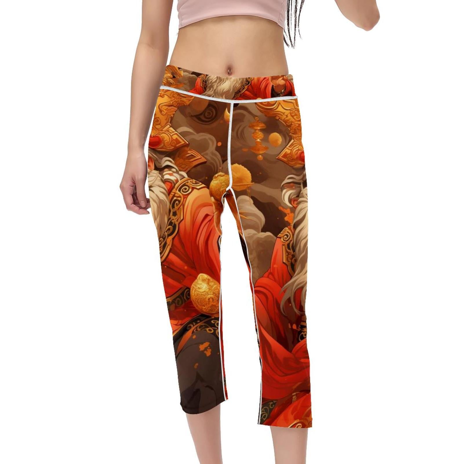 High Waist Capris Printed Leggings for Women, Not SeeThrough Gym Pants