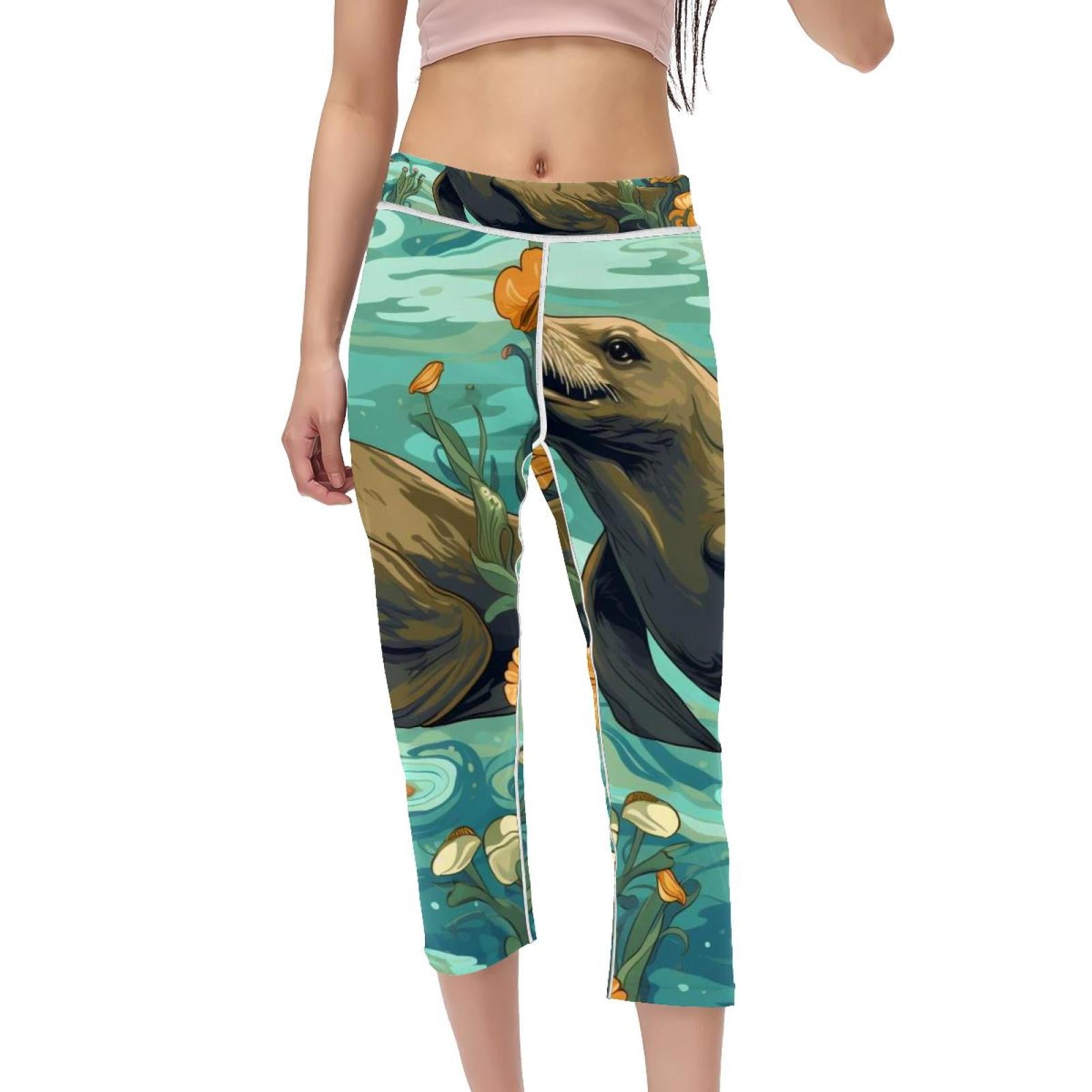 High Waist Capris Yoga Leggings Not SeeThrough Printed Gym Pants