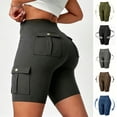 thumbnail image 1 of High Waist Cargo Biker Shorts For Women Summer Fall Tummy Control Athletic Workout Yoga Shorts, S-XXL, 1 of 6