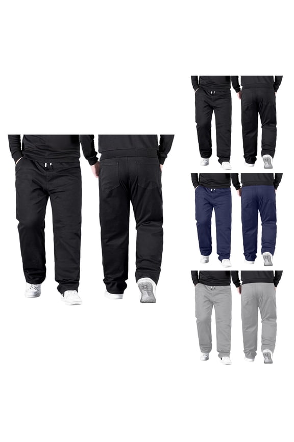 High Waist Casual Pants with Stretch Comfort Fit, Big and Tall Elastic Waistband, Loose Straight Leg Trousers for Summer & Fall/Winter Wear