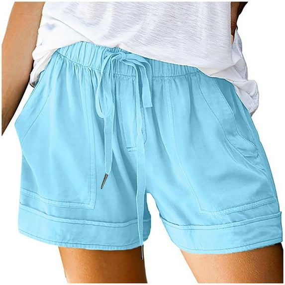 High Waist Casual Shorts for Women,Cotton Short with Pockets and Elastic Waist Soft Performance Gym,Womens Athletic Shorts(Size:4XL)