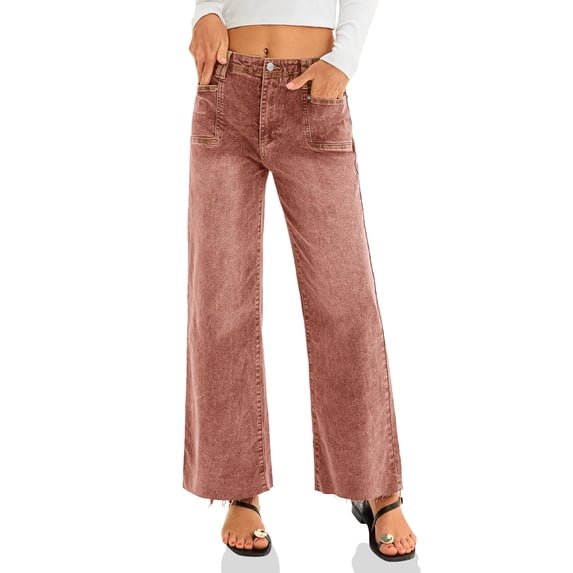 High Waist Casual Women Ankle Jeans Straight Leg Denim Pants