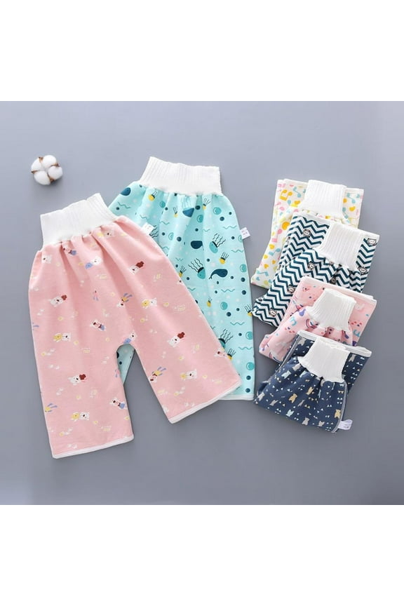 High Waist Children Cotton Training Diaper Pants Night Urination Artifact Washable Waterproof,0-12Y