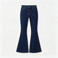 thumbnail image 1 of High Waist Deep Blue Flare Jeans for Women - High Stretch Washed Bell Bottom Denim Pants Vintage Retro Style Casual Trousers, 1 of 8