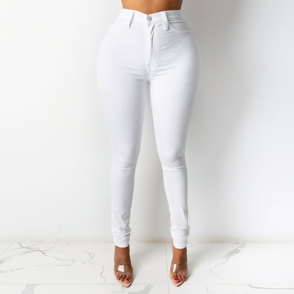 New High Waist Denim Long Jean Casual Vintage Solid Skinny Youthful Women Office Lady Trouser Pencil Pants Fashion Trend Clothes