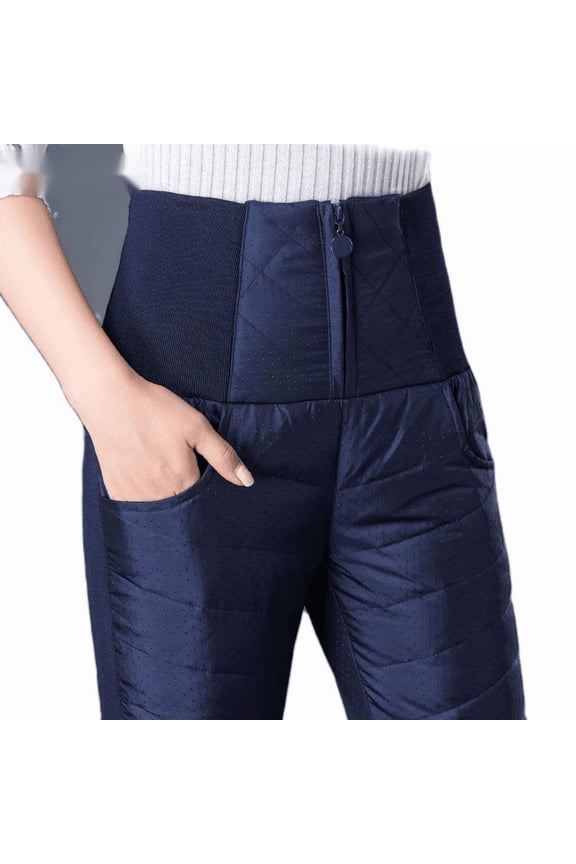 High Waist Down Pants Women's Outer Wear Thick Warm Down Cotton Pants