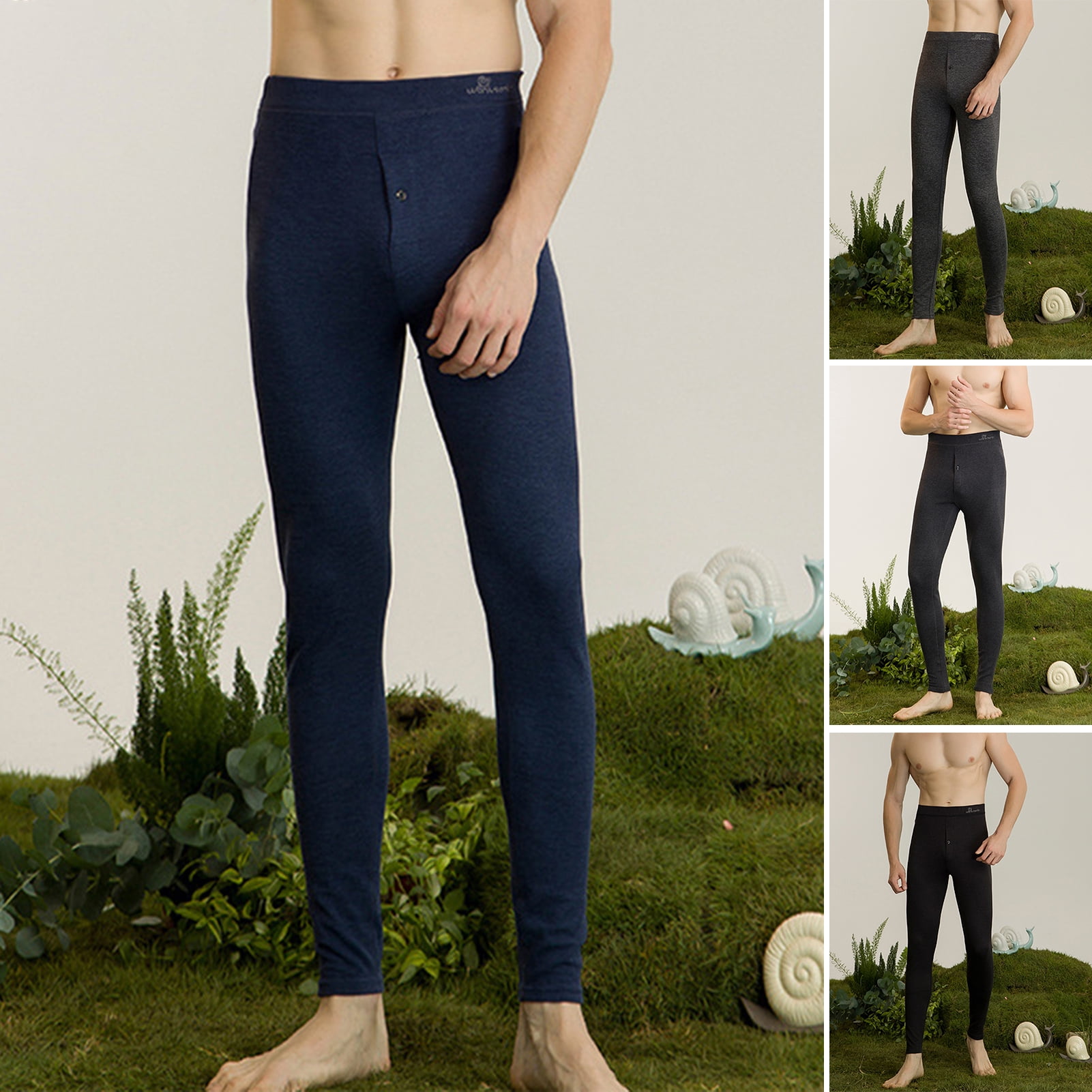 High Waist Elastic Bottoming Pants Autumn Winter Men Plus Size
