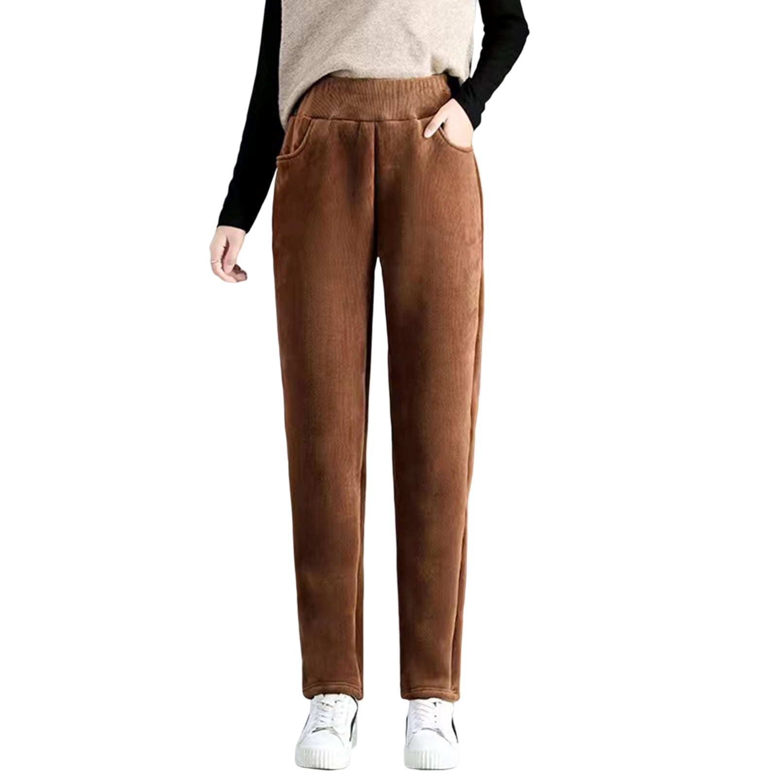 Winter Pants for Women Thick Pants Plus Size Pants Fleece Lined Pants Women  Ladies ened Corduroy Trousers Fashion Women Plus Lamb Solid Stripe Wool
