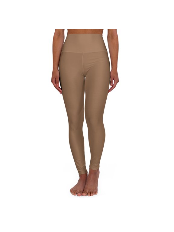 High-Waist Faded Copper Yoga Leggings Women's Poly-Span Smooth Neutral Light Brown Performance Tights