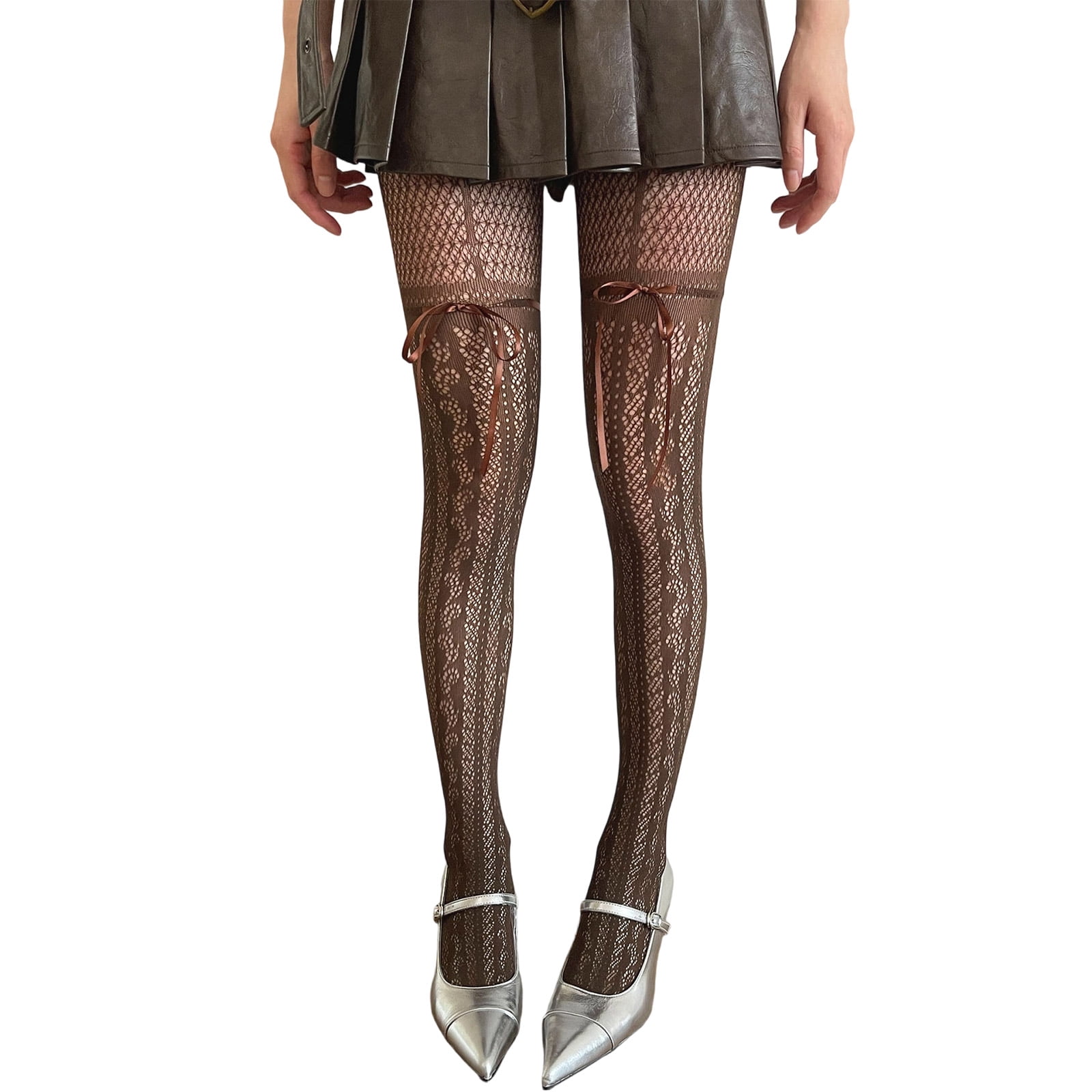 High Waist Fishing Net Tights for Women, Patterned Thigh High Stockings ...