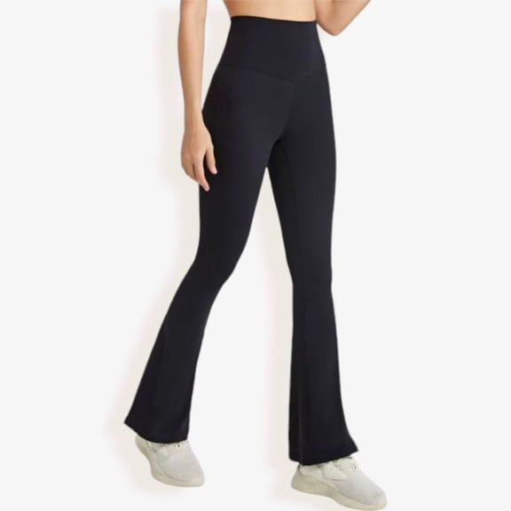 High Waist Flare Leggings with Comfortable Stretch Fit- Medium, Black