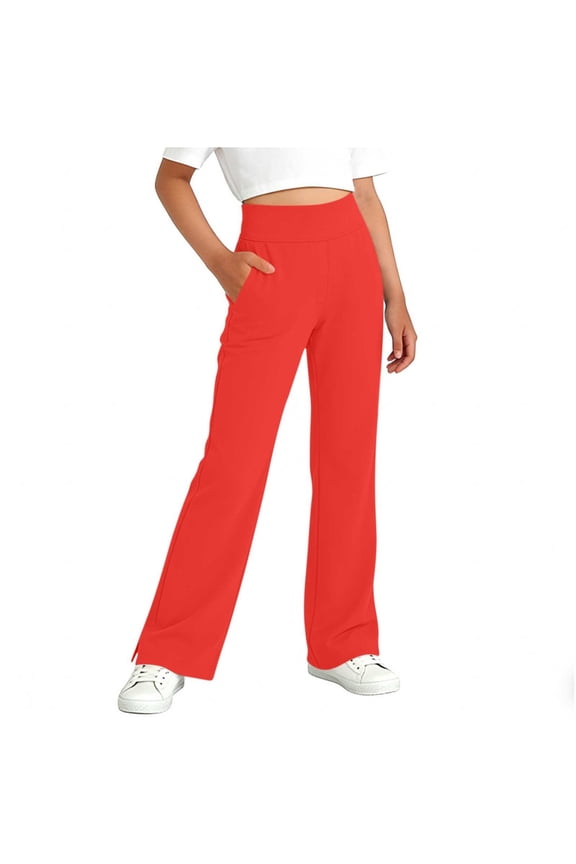 High Waist Flare Women Pants Split Hem Linen Pants with Pockets for Hanging Out, Shopping, Daily