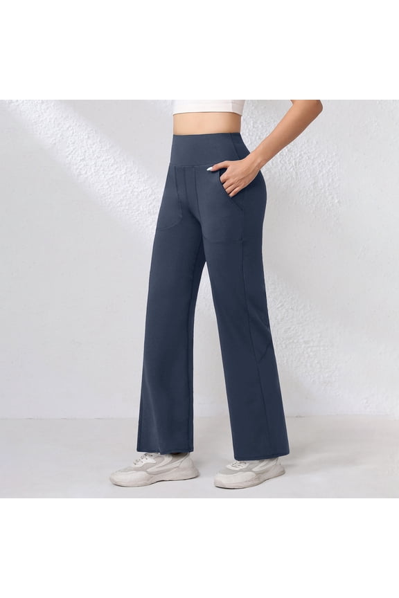 High Waist Flared Yoga Pants - Butt Lifting Athletic Pants for Women, Squat Proof & Soft Workout Leggings for Pilates, Casual Wear,Dark Gray S