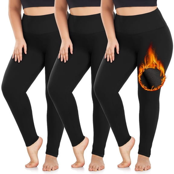 High Waist Fleece Lined Winter Leggings with Pockets Thermal Workout Yoga Pants