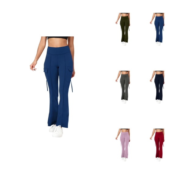 High Waist Flowy Wide Leg Yoga Pants, Stretchy Athletic Leisure Trousers with Pockets, Hidden Scrunch Waist, No Front Seam, CoreFlex Workout Flare Leggings
