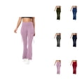 thumbnail image 1 of High Waist Flowy Wide Leg Yoga Pants, Stretchy Athletic Leisure Trousers with Pockets, Hidden Scrunch Waist, No Front Seam, CoreFlex Workout Flare Leggings, 1 of 8