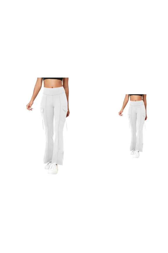 High Waist Flowy Wide Leg Yoga Pants, Stretchy Bootcut Casual Athletic Leisure Pants with Pockets, Lightweight Comfortable Workout Gym & Yoga Trousers