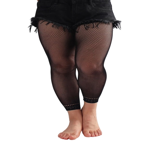 High Waist Footless Tights Soft Stretchy Partterned Fishnets Thigh High Stockings for Women Net Footless Legging