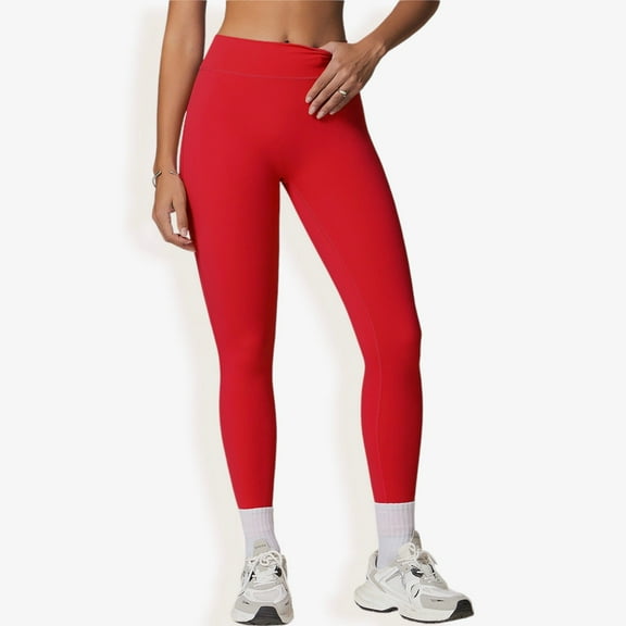 High Waist Full-Length Leggings for Yoga and Everyday Comfort- X Large, Red