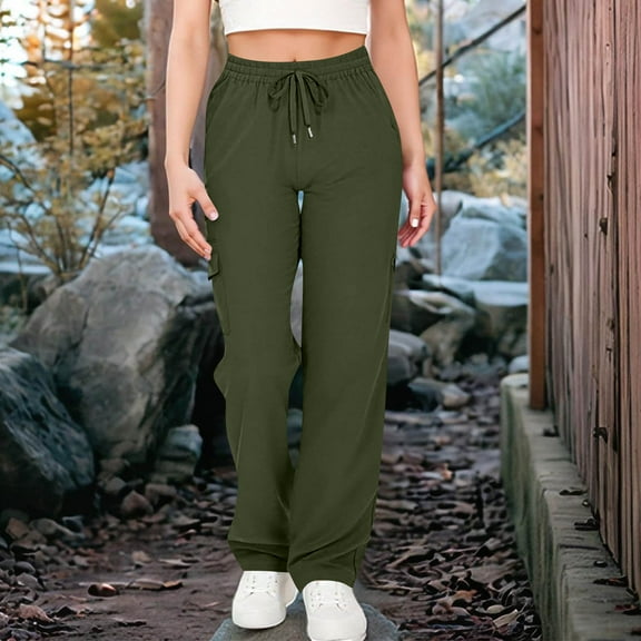 High Waist Full Length Pants for Women Solid Color Long Pants Cotton Linen Straight Trousers Palazzo Comfortable Autumn Outfit Casual Linen Fit Fashion Autumn Spring Pants