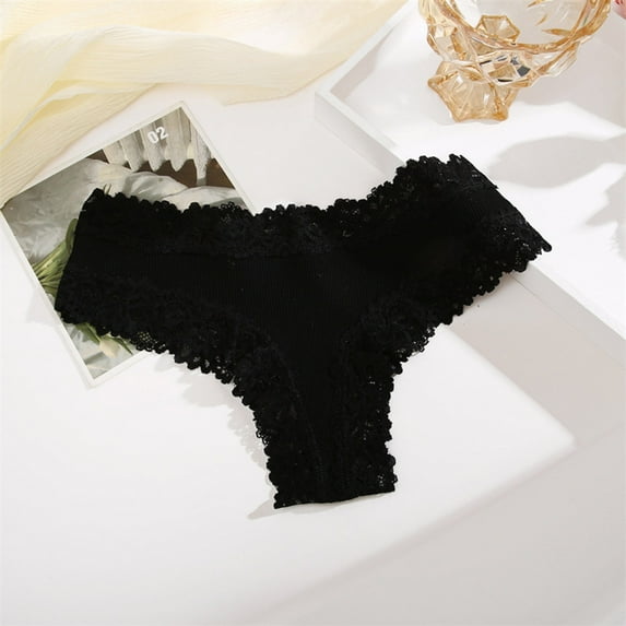 High Waist Hip Lift Panties Women's Fashion Solid Color Low Waisted Lace Tummy Butt Lift Underpants Women Boyshort Underwear Black M