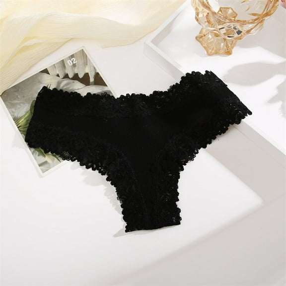 High Waist Hip Lift Panties Women's Fashion Solid Color Low Waisted Lace Tummy Butt Lift Underpants Women Boyshort Underwear Black M