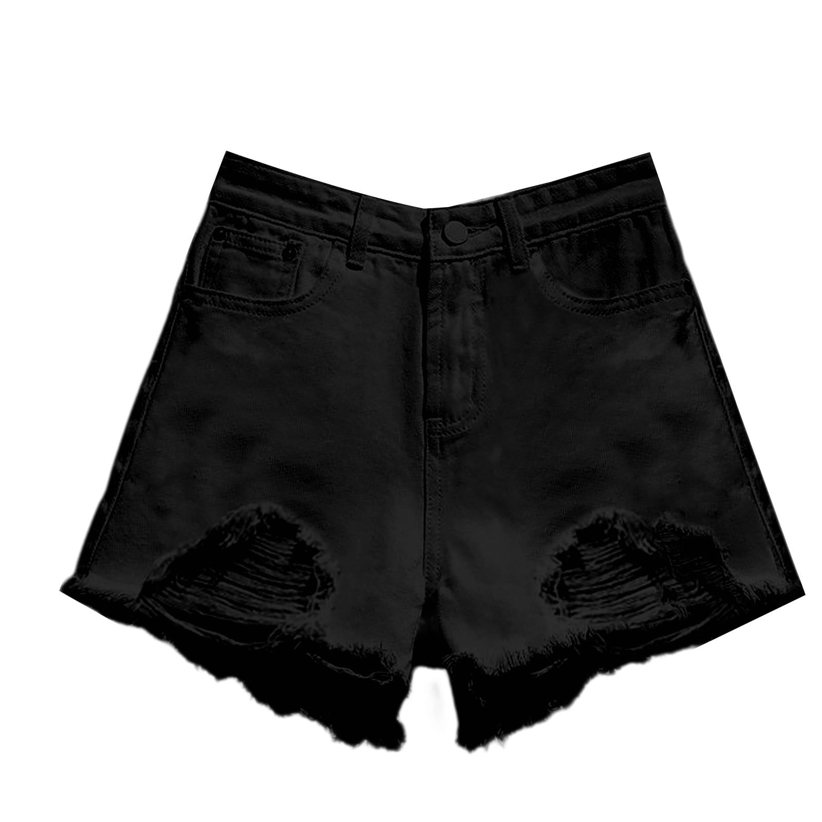 Straight tall-waisted jean shorts for ladies