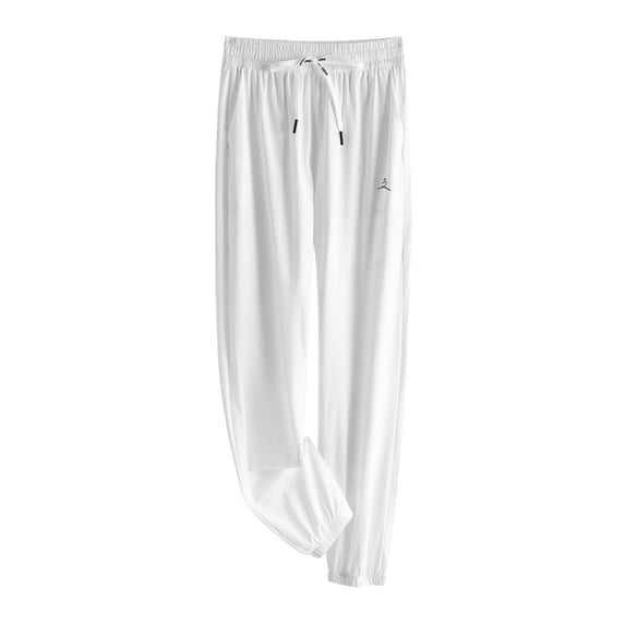 High Waist Joggers for Women Drawstring Elastic Waisted Loose Trousers with Pocket 2024 Trendy Running Workout Casual Pants, White, XXL