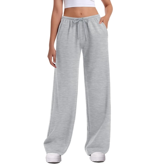 High Waist Knitted Wide Leg Trousers Women's Casual Loose Straight Leg Drop Mop Pants Light Gray L