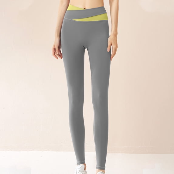 High Waist Leggings with Pockets Women's Yoga Pants High Waist Hip Lifting Fitness Stretchy Workout Pants Running Sports Tights Gray M