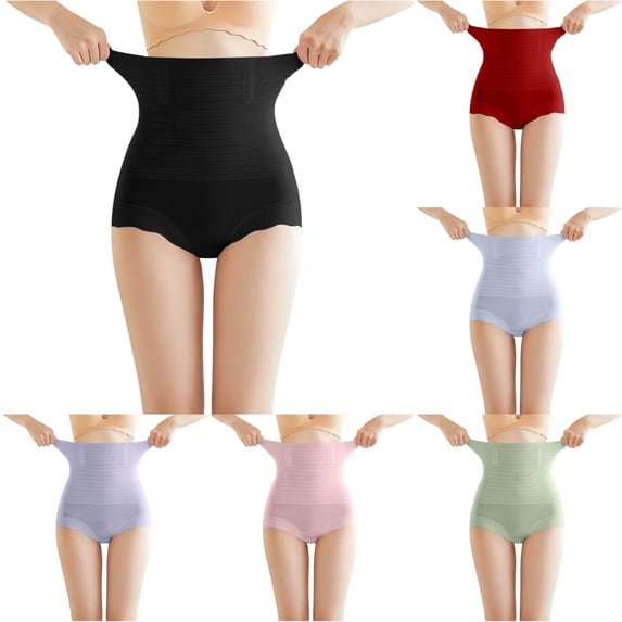 High Waist Lifting Shapewear Panties Seamless Control Sculpting Underwear Satin Thong Lot L