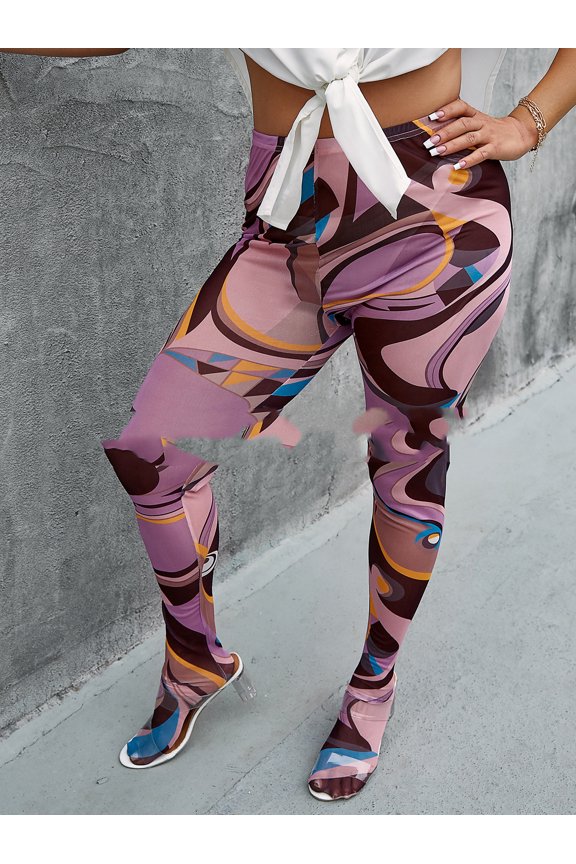 High Waist Magic Double Button Print Medium Pressure Ordinary Ninth Pants Hip Lift ThinLeggings 1773656642748937